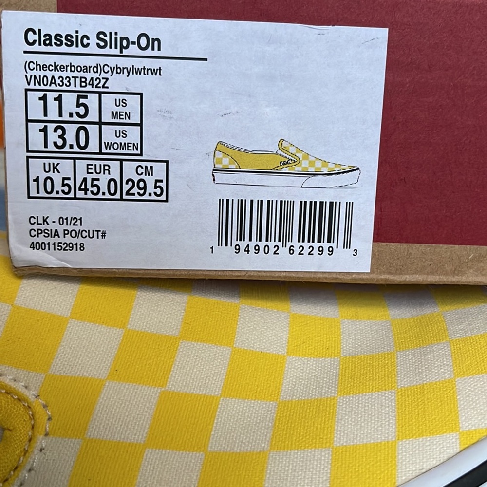Vans Classic Slip On Checkerboard Cyber Yellow/True White Men’s sneakers - Picture 16 of 16